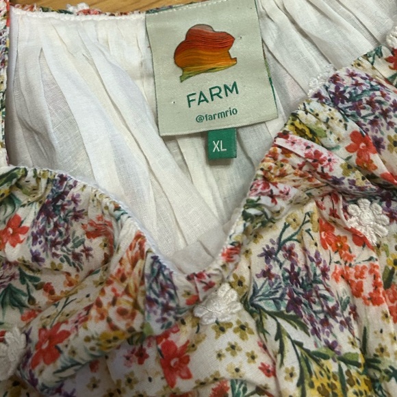 FARM Rio Delicate Forest Scarf Print Cotton Top floral flower flowy size XL - Picture 4 of 8